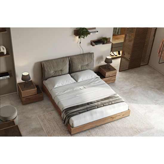 Κρεβάτι Loft Light Brown Rustik Oak για Στρώμα 160x200 Ξύλινα Κρεβάτια