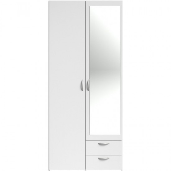 Ντουλάπα Dorm Δίφυλλη Με Καθρέπτη Λευκό 80.7×51.4×185.4cm Ντουλάπες
