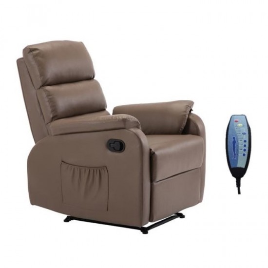 Πολυθρόνα Massage Comfort Relax Pu Cappuccino 74x90x98cm Πολυθρόνες