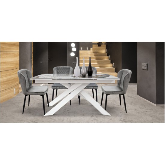 Τραπέζι Επεκτεινόμενο Milano Λευκό Με Οψη Πέτρας Ιταλικής Κατασκευής Τραπέζια 