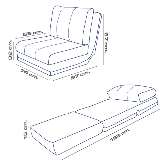 Πολυθρόνα Κρεβάτι Fredda Αναδιπλούμενο Ανθρακί 74x97xH67cm Πολυθρόνα