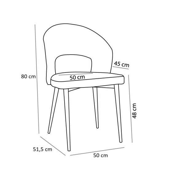 Καρέκλα Κιμονό Γκρί 45x57,5xH81,5cm Καρέκλες Τραπεζαρίας