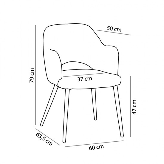 Καρέκλα Ascot Γκρί Σκούρο 60x63,5xH79cm Καρέκλες Τραπεζαρίας