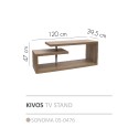 Επιπλο Τηλεόρασης Kivos Sonoma 120x39,5xH47cm Έπιπλο τηλεόρασης