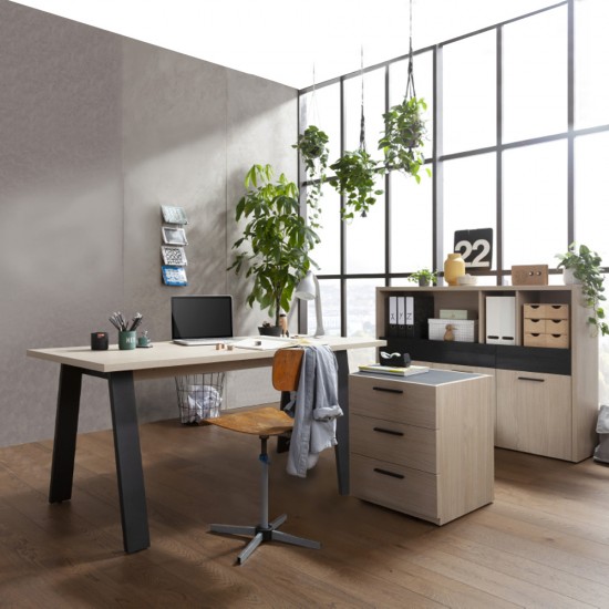 Συρταριέρα Γραφείου Davinci 3Συρτάρια Sonoma Μαύρο Oak 50x47.2x61.2cm Συρταριέρες γραφείου