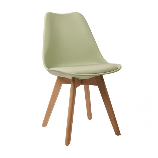 Καρέκλα ξύλινη με βάση καθίσματος 100% πολυπροπυλένιο.
